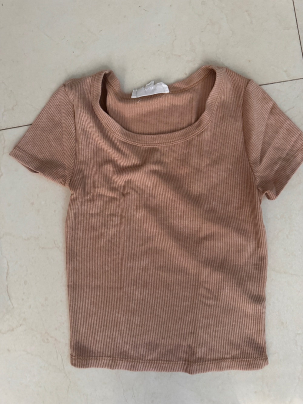 Hippie Rose Ribbed Short Sleeve Top in Taupe